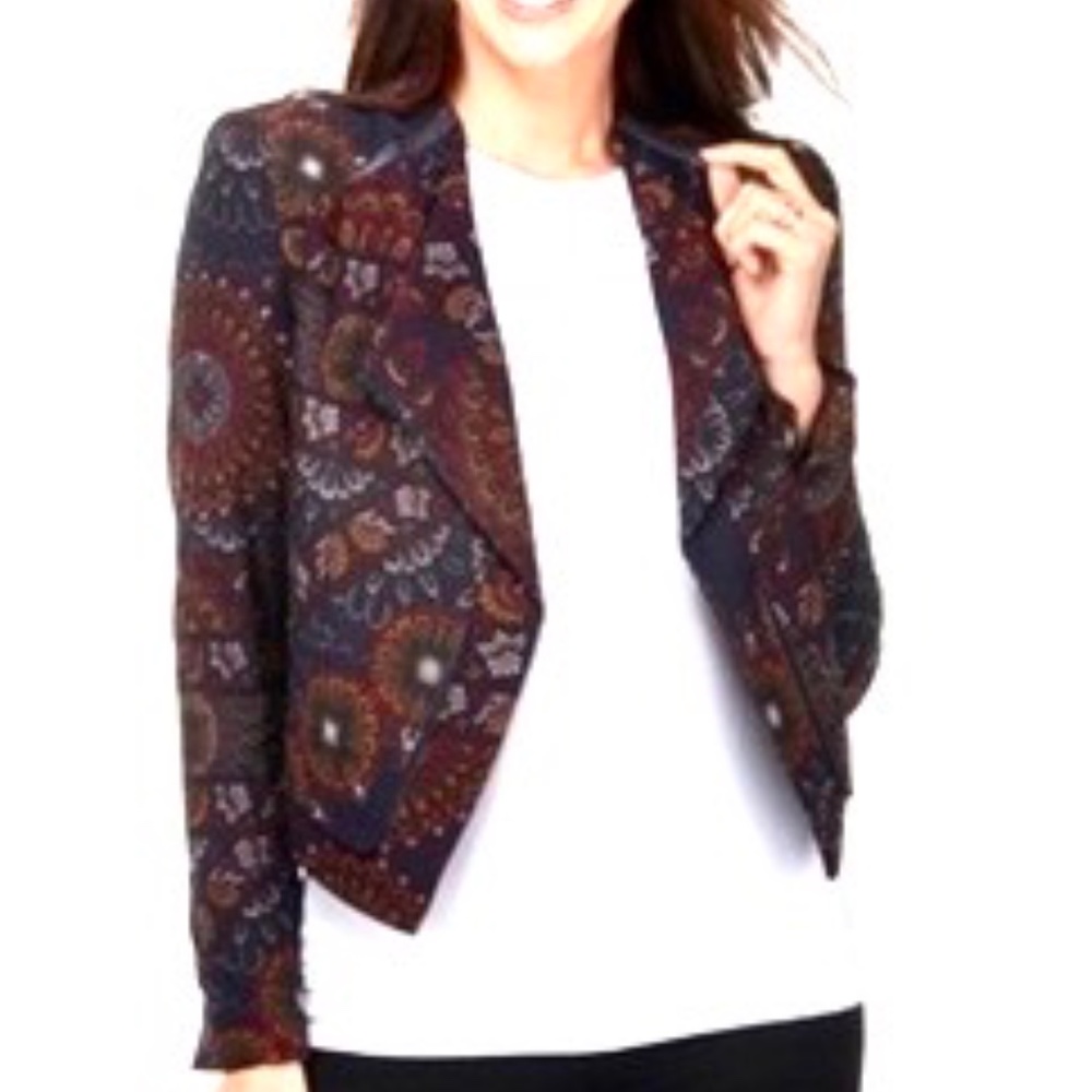 LYSSE Colorful Floral Tailored Crop Jacket